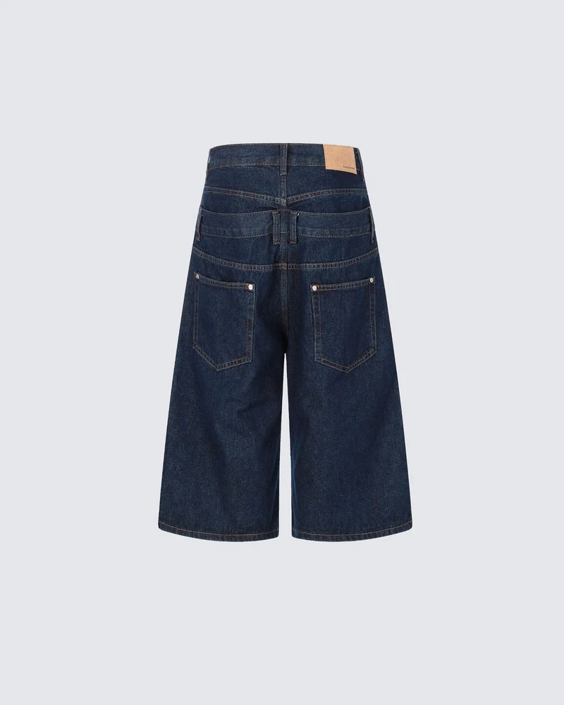 Layered Pocket Denim Shorts