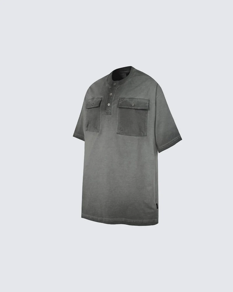 Utility Vintage Washed Double Pocket Henley Tee