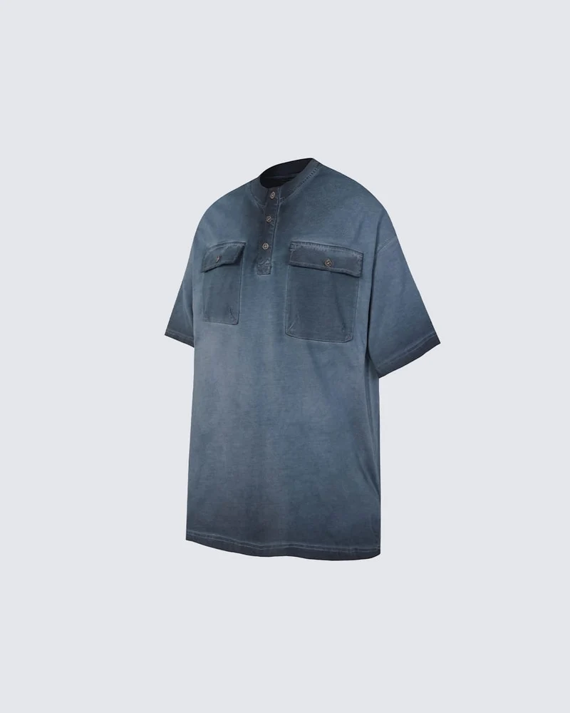 Utility Vintage Washed Double Pocket Henley Tee