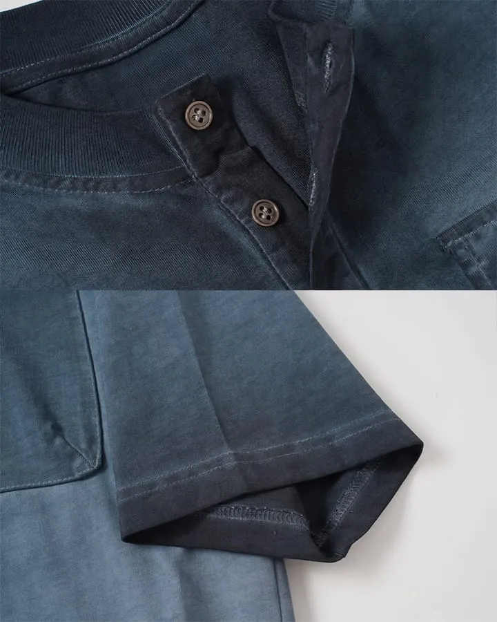 Utility Vintage Washed Double Pocket Henley Tee