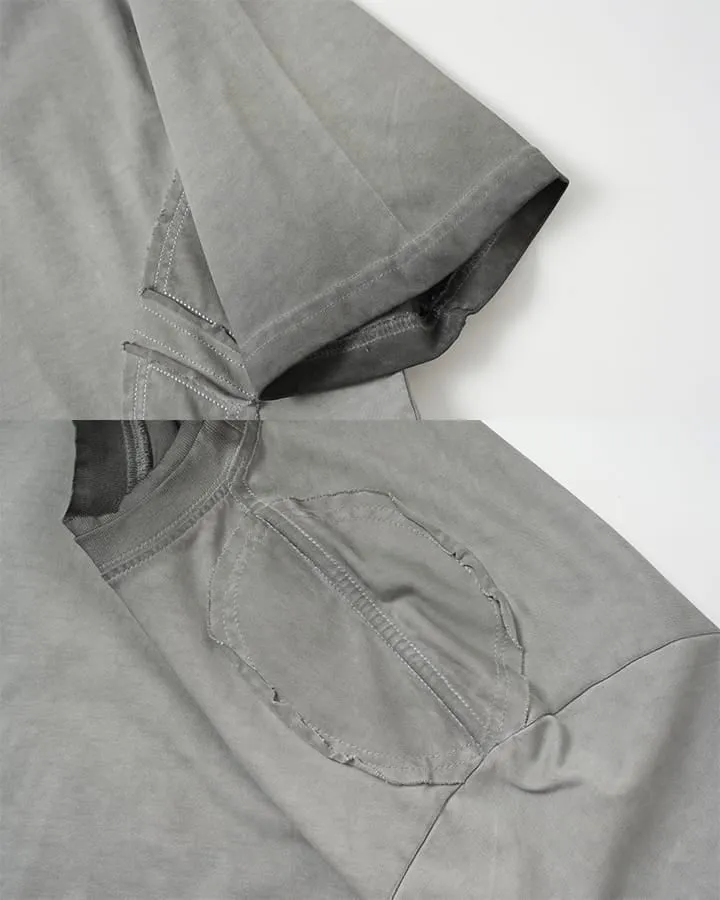 Grunge Washed Raw Edge Patchwork Boxy Tee New