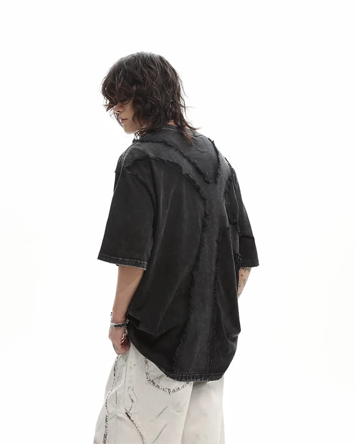 New Vintage Gothic Frayed Cross Graphic T-Shirt