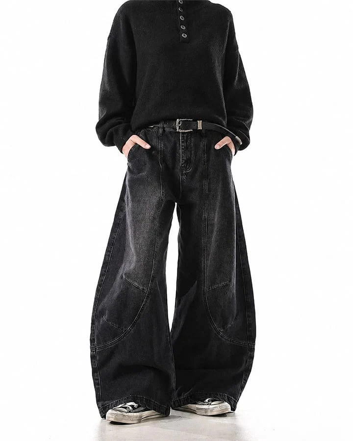 Washed Deconstructed Paneled Scythe Denim Pants