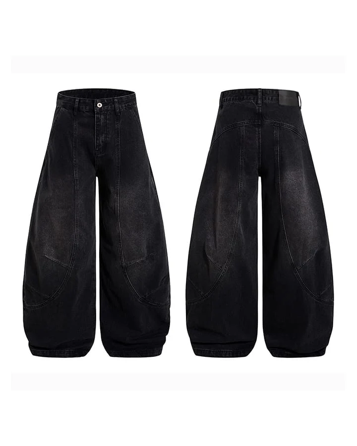 Washed Deconstructed Paneled Scythe Denim Pants