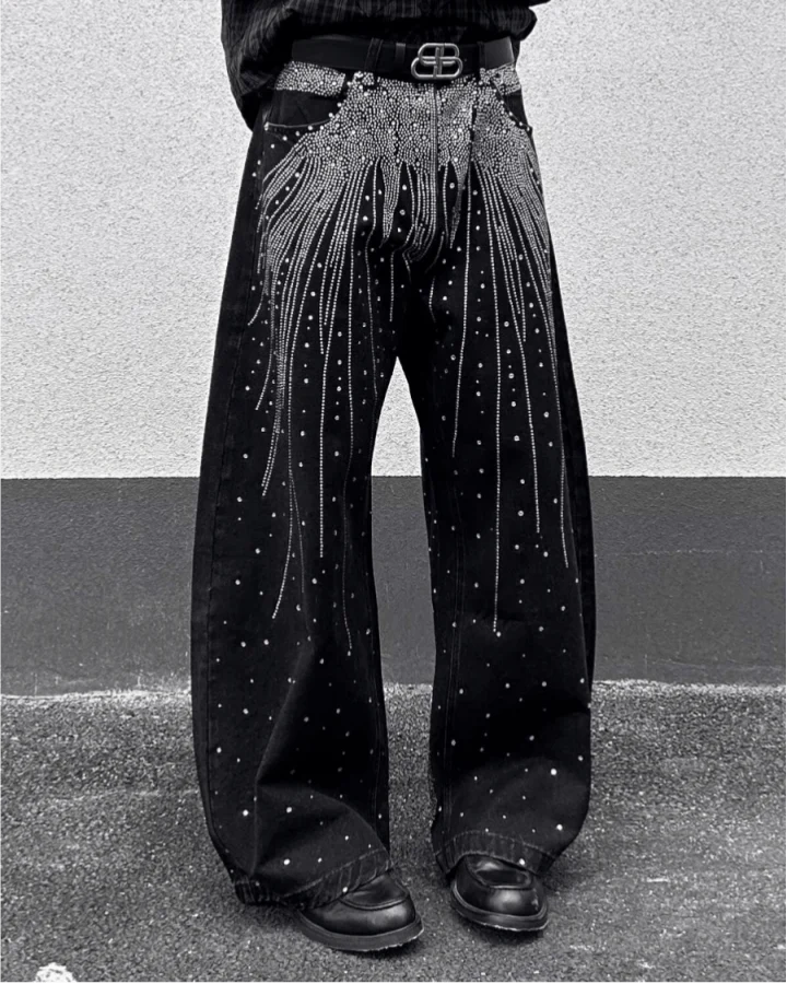 American Retro Street Style Shiny And Versatile Trousers