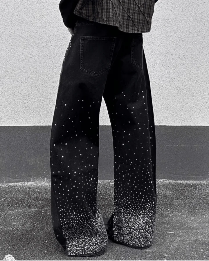 American Retro Street Style Shiny And Versatile Trousers