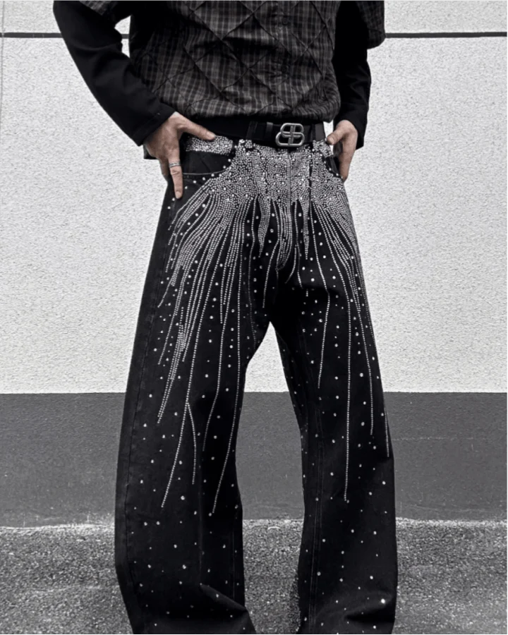 American Retro Street Style Shiny And Versatile Trousers
