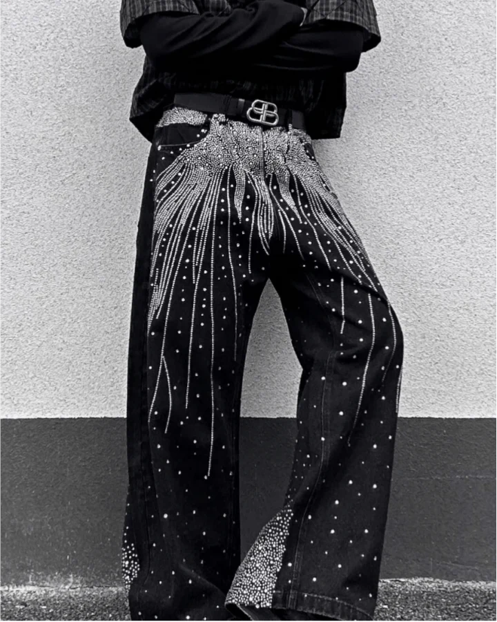 American Retro Street Style Shiny And Versatile Trousers