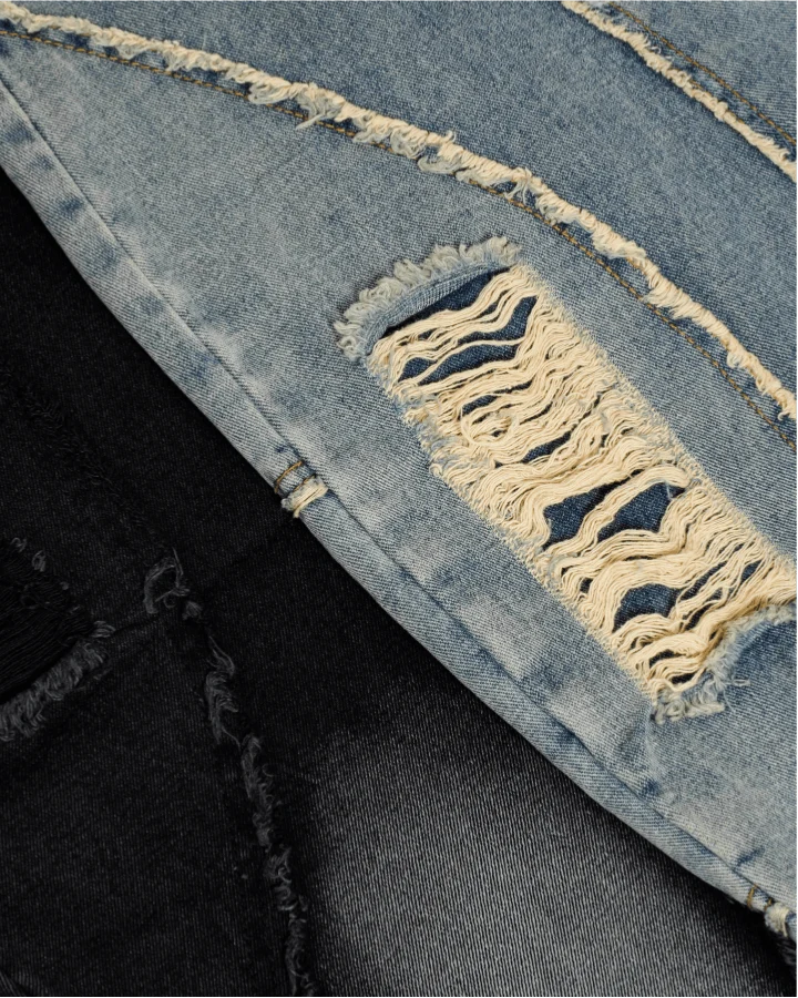 Distressed Wide-Leg Patchwork Jeans