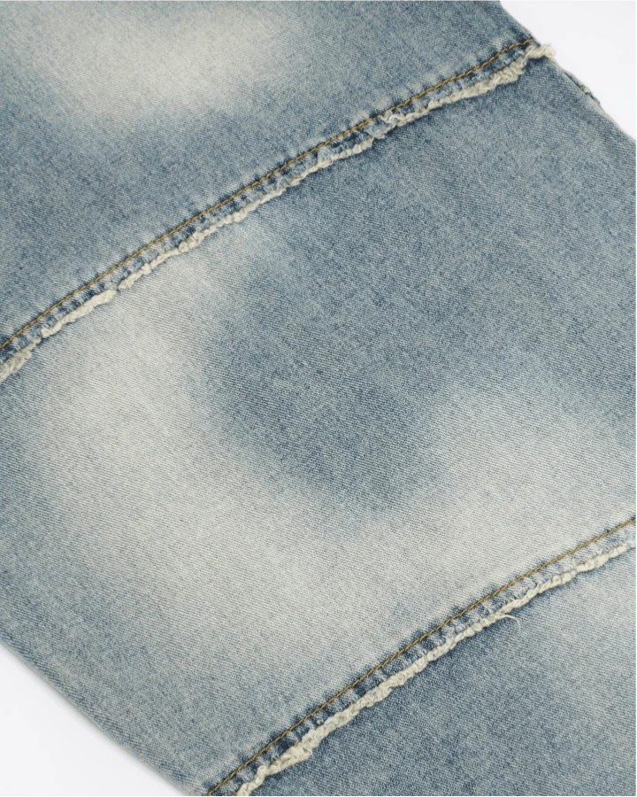Distressed Wide-Leg Patchwork Jeans