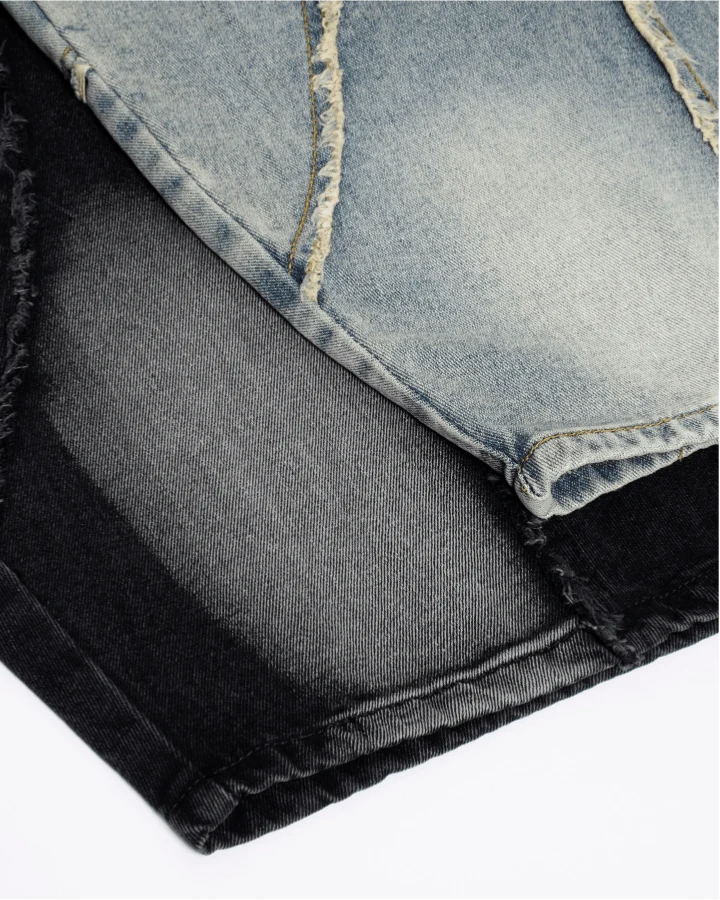 Distressed Wide-Leg Patchwork Jeans