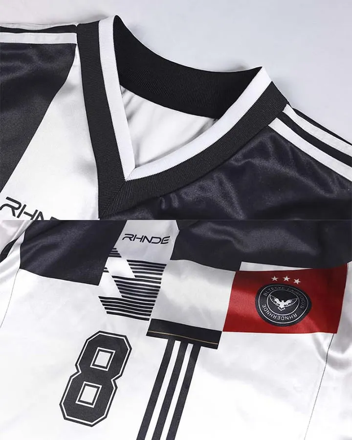 Black White Varsity Number Soccer Jersey Tee