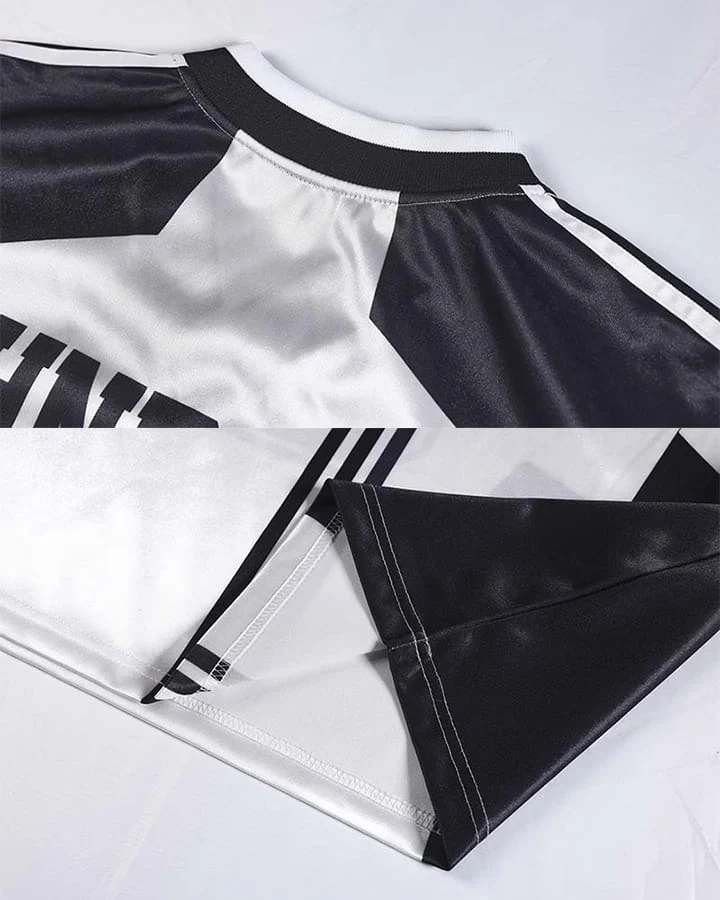 Black White Varsity Number Soccer Jersey Tee