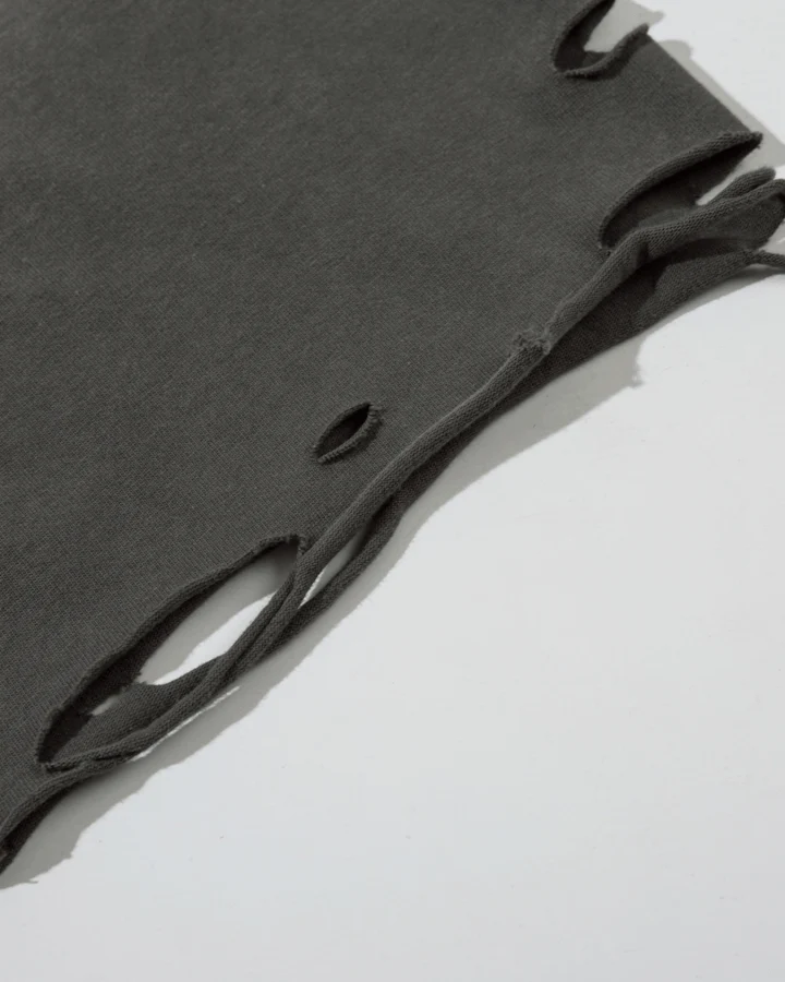 American-Style Distressed Washed Thorn Print Short-Sleeved T-Shirt