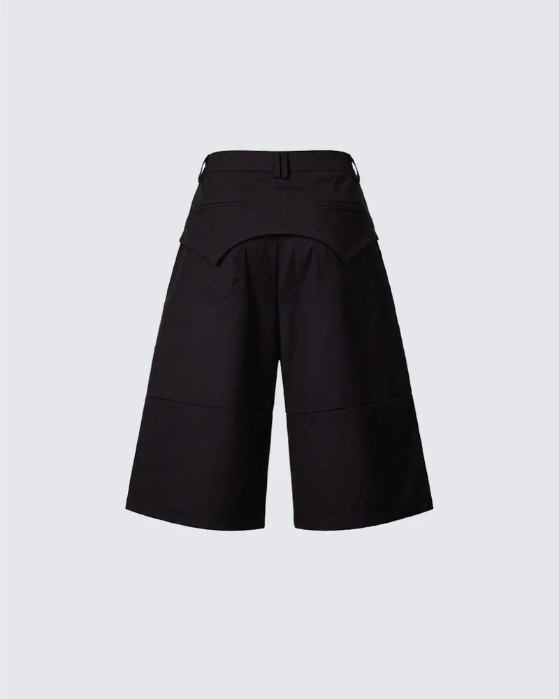 Dark Avant Garde Deconstructed Metal Buckle Suit Shorts