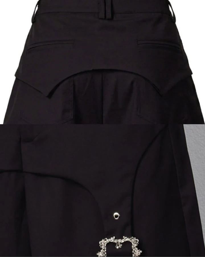 Dark Avant Garde Deconstructed Metal Buckle Suit Shorts
