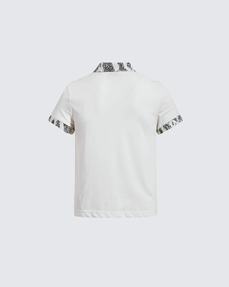 American Retro Leopard Print Metallic Stud Letter T-Shirt