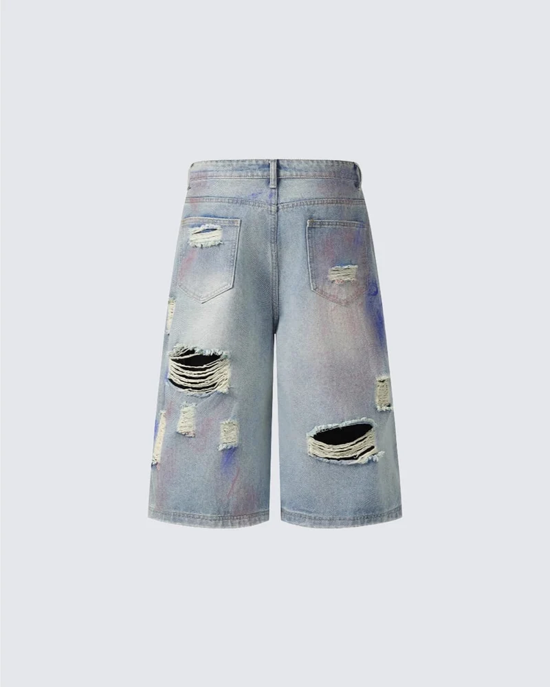 American Graffiti Distressed Denim Shorts
