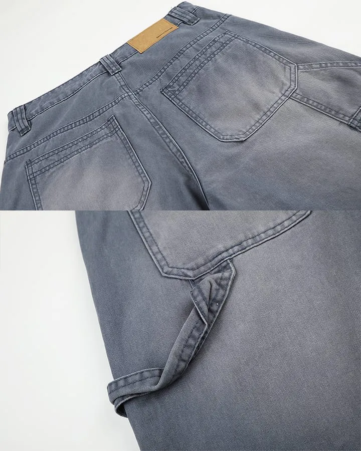 Washed Faded Distressed Cargo Shorts