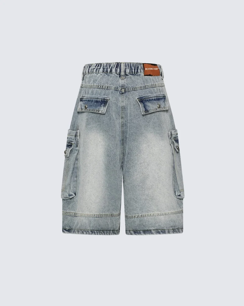 Vintage Washed Distressed Pocket Capri Pants