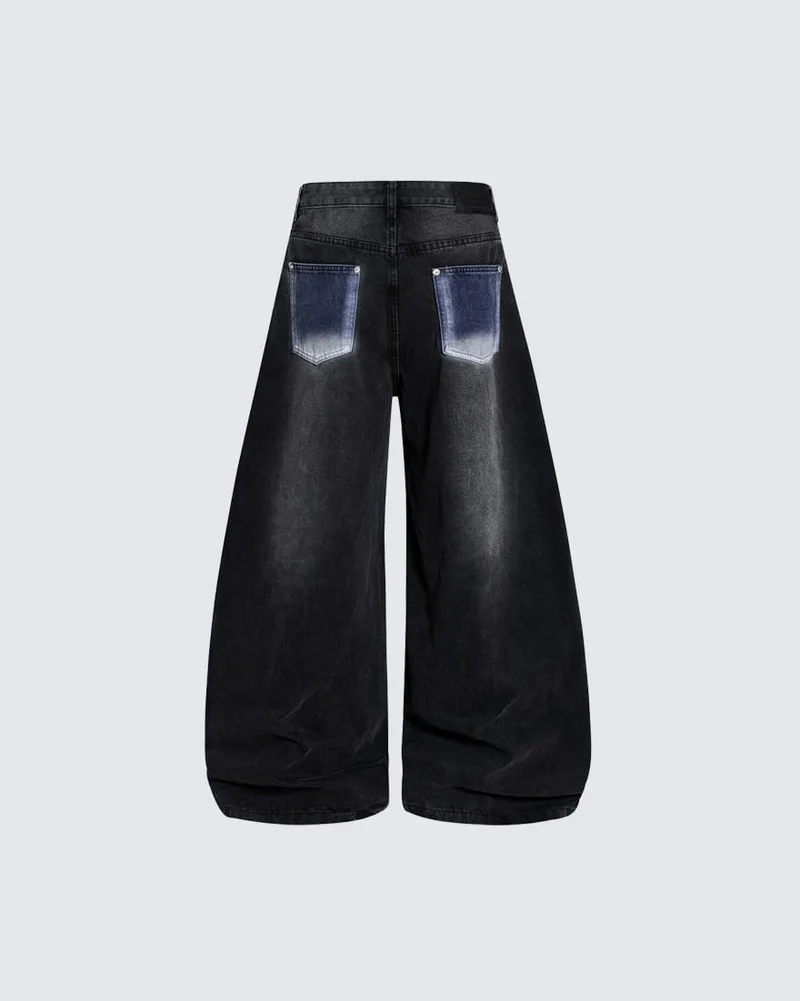 Street-Style Hand-Painted Graffiti Color-Blocked Jeans