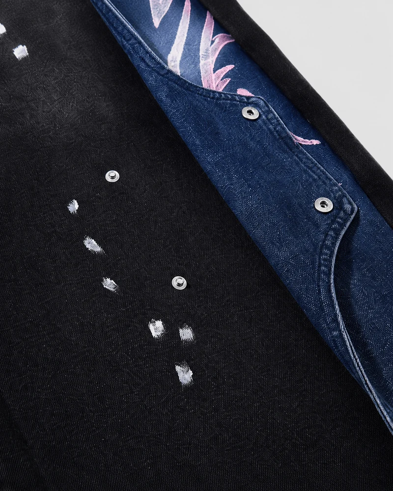 Street-Style Hand-Painted Graffiti Color-Blocked Jeans