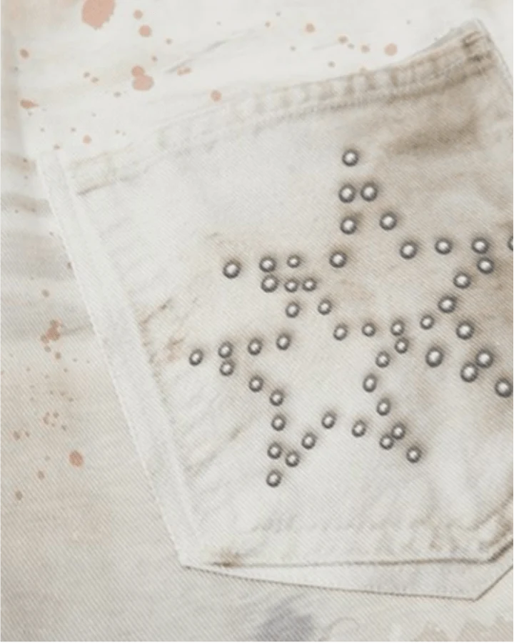 Vintage Studded Embroidered Wide-Leg Jeans