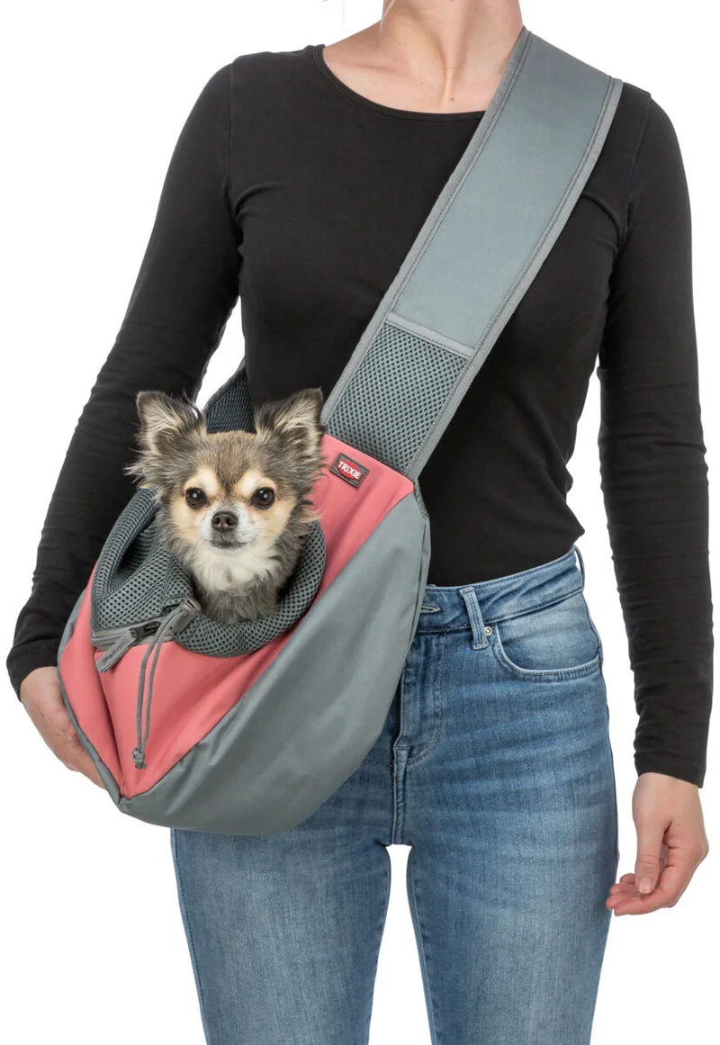Cross-Body Hundetragetasche Fronttasche Sling mit Reißverschluss und Guckloch mit Tunnelzug