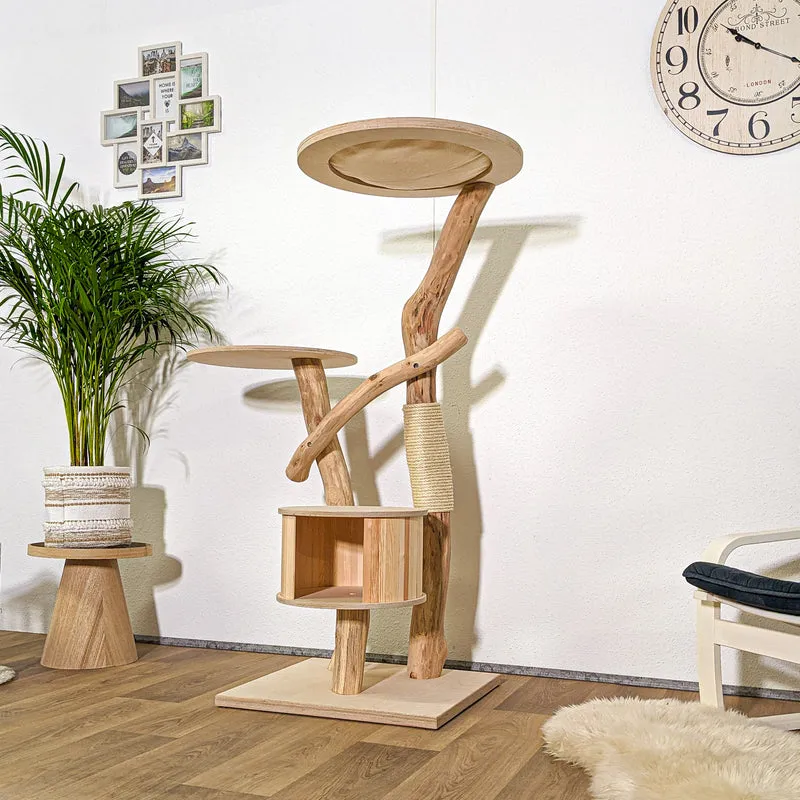 Naturkratzbaum 4194 Kratzbaum Natur Holz Design 144 cm hoch Katzenbaum