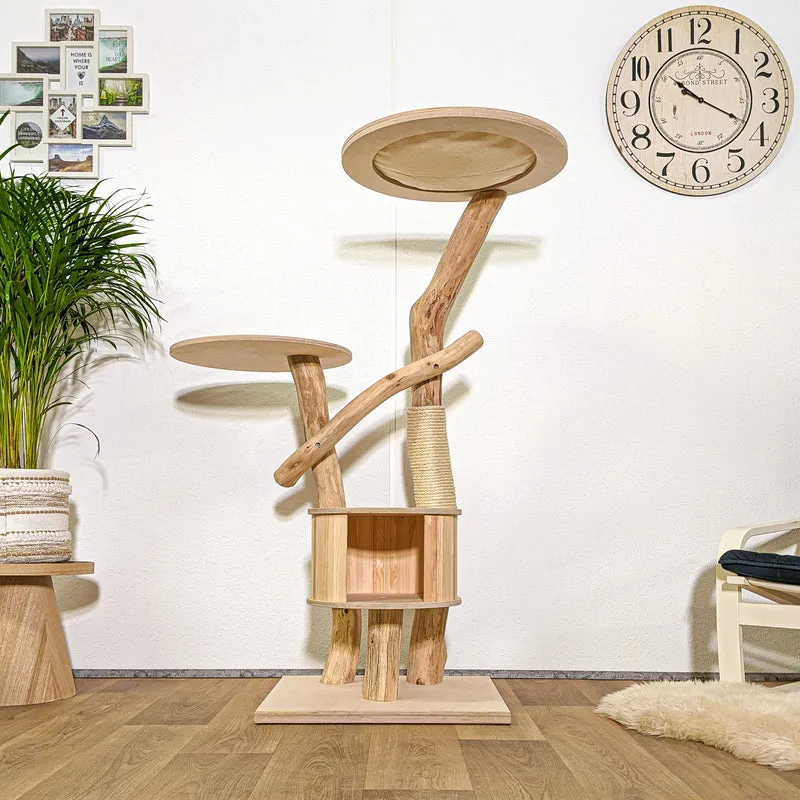 Naturkratzbaum 4194 Kratzbaum Natur Holz Design 144 cm hoch Katzenbaum