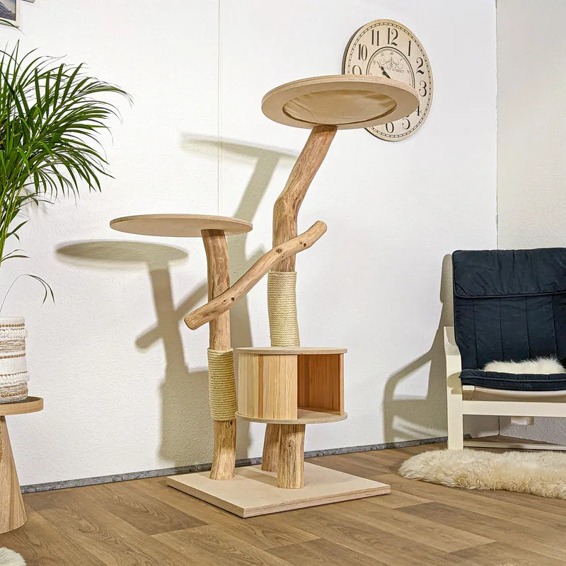 Naturkratzbaum 4194 Kratzbaum Natur Holz Design 144 cm hoch Katzenbaum