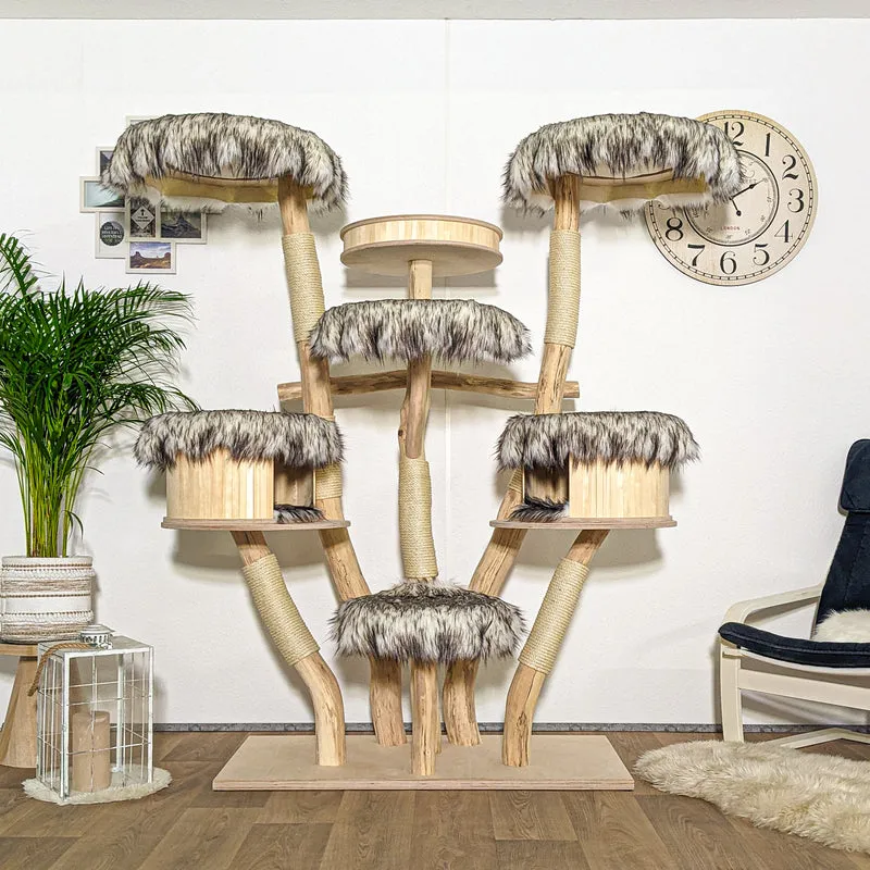 Naturkratzbaum 4215 Kratzbaum Natur Holz Design 185 cm hoch Katzenbaum