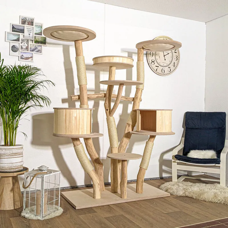Naturkratzbaum 4215 Kratzbaum Natur Holz Design 185 cm hoch Katzenbaum