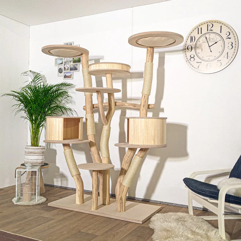 Naturkratzbaum 4215 Kratzbaum Natur Holz Design 185 cm hoch Katzenbaum
