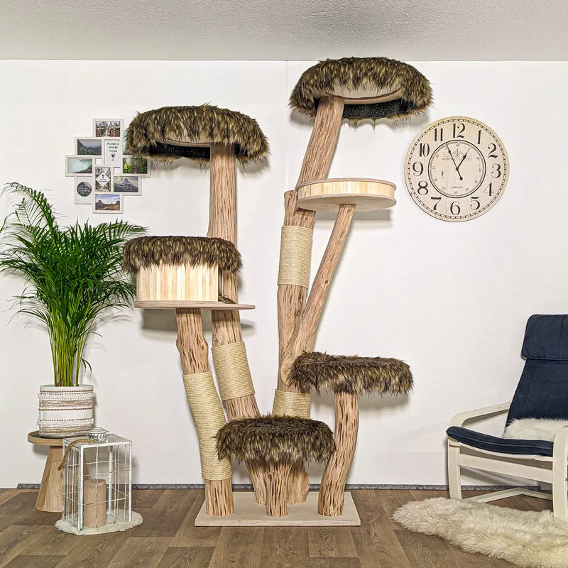 Naturkratzbaum 4184 Kratzbaum Natur Holz Design 220 cm hoch Katzenbaum