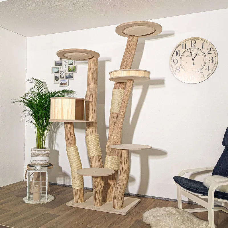 Naturkratzbaum 4184 Kratzbaum Natur Holz Design 220 cm hoch Katzenbaum