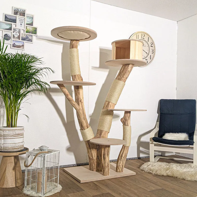 Naturkratzbaum 4183 Kratzbaum Natur Holz Design 180 cm hoch Katzenbaum