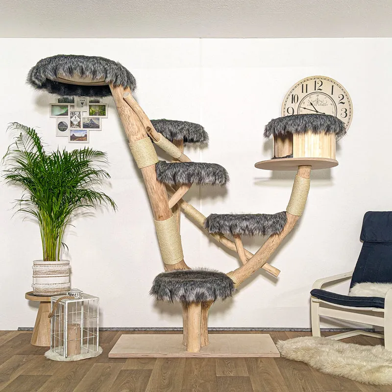 Naturkratzbaum 4181 Kratzbaum Natur Holz Design 197 cm hoch Katzenbaum