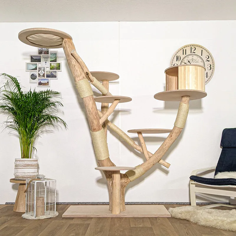Naturkratzbaum 4181 Kratzbaum Natur Holz Design 197 cm hoch Katzenbaum