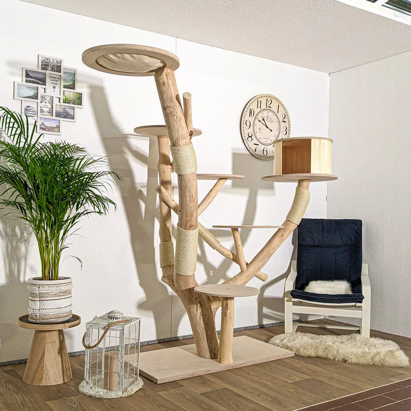 Naturkratzbaum 4181 Kratzbaum Natur Holz Design 197 cm hoch Katzenbaum