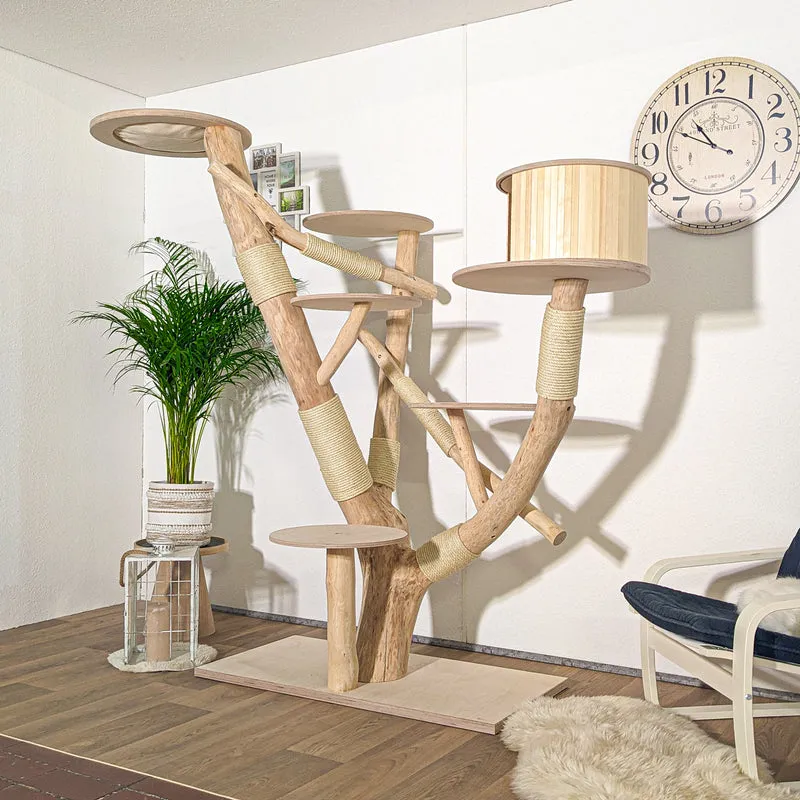 Naturkratzbaum 4181 Kratzbaum Natur Holz Design 197 cm hoch Katzenbaum