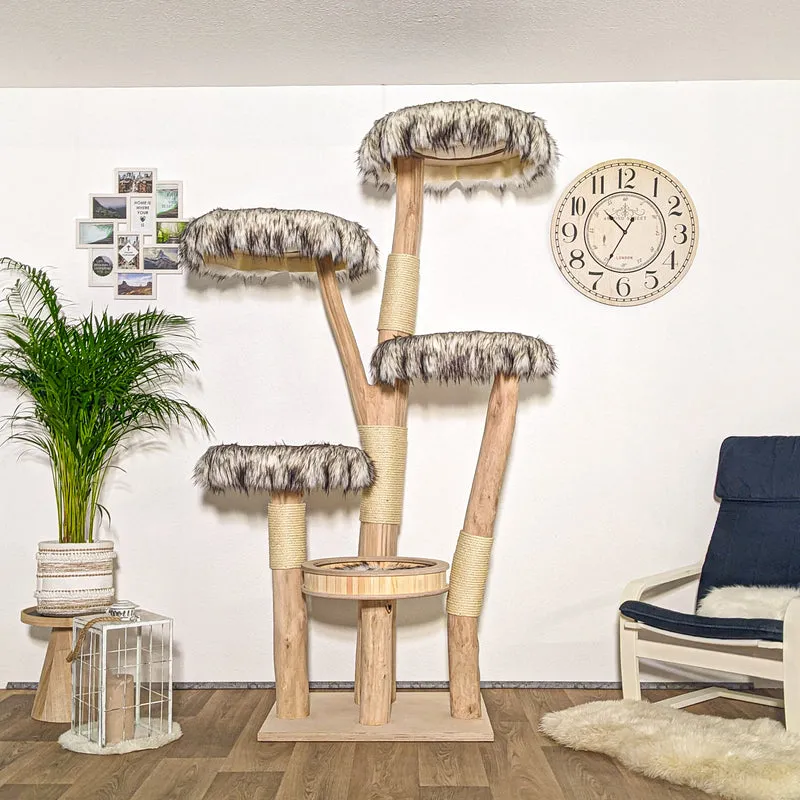 RESERVIERT - Naturkratzbaum 4180 Kratzbaum Natur Holz Design 210 cm hoch Katzenbaum