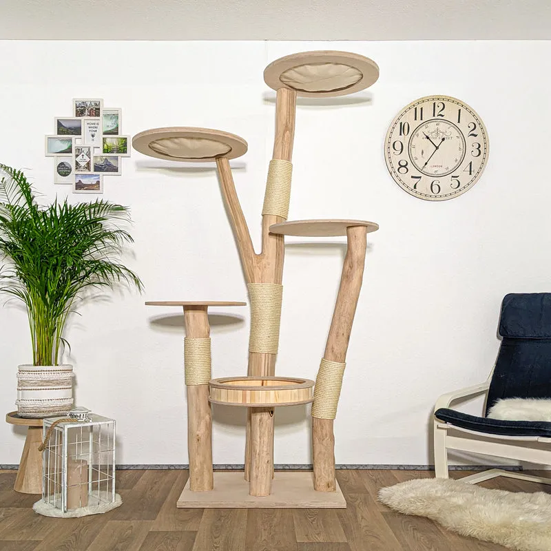 RESERVIERT - Naturkratzbaum 4180 Kratzbaum Natur Holz Design 210 cm hoch Katzenbaum