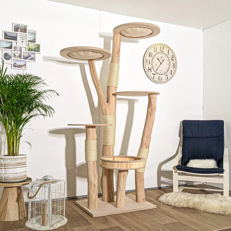 RESERVIERT - Naturkratzbaum 4180 Kratzbaum Natur Holz Design 210 cm hoch Katzenbaum