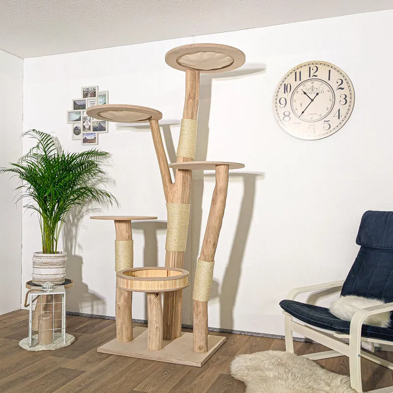 RESERVIERT - Naturkratzbaum 4180 Kratzbaum Natur Holz Design 210 cm hoch Katzenbaum