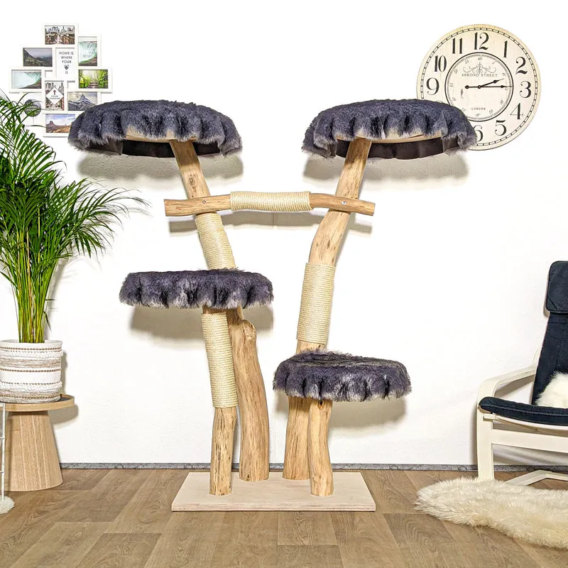 Naturkratzbaum 4169 Kratzbaum Natur Holz Design 155 cm hoch Katzenbaum
