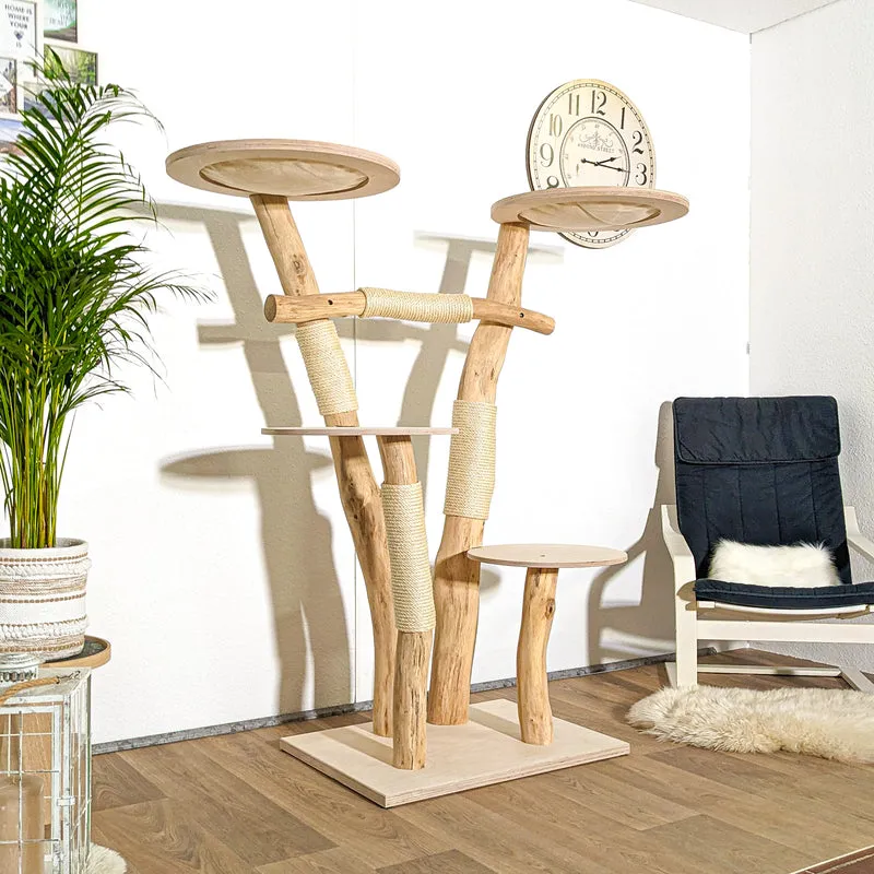 Naturkratzbaum 4169 Kratzbaum Natur Holz Design 155 cm hoch Katzenbaum