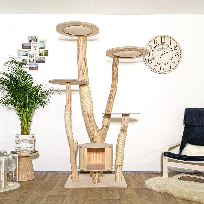 Naturkratzbaum 4168 Kratzbaum Natur Holz Design 206 cm hoch Katzenbaum