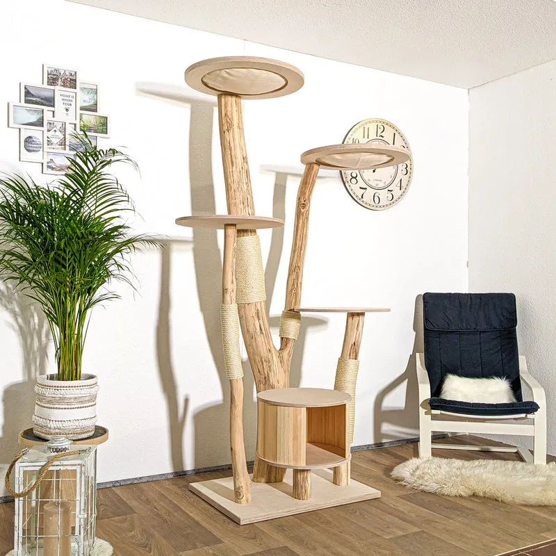 Naturkratzbaum 4168 Kratzbaum Natur Holz Design 206 cm hoch Katzenbaum
