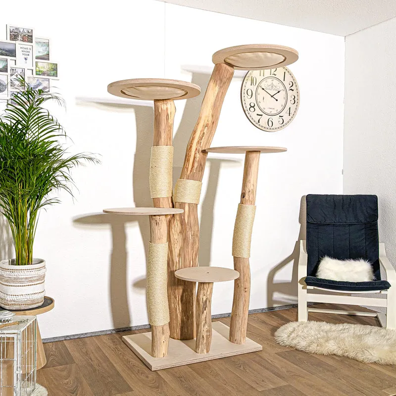Naturkratzbaum 4166 Kratzbaum Natur Holz Design 196 cm hoch Katzenbaum